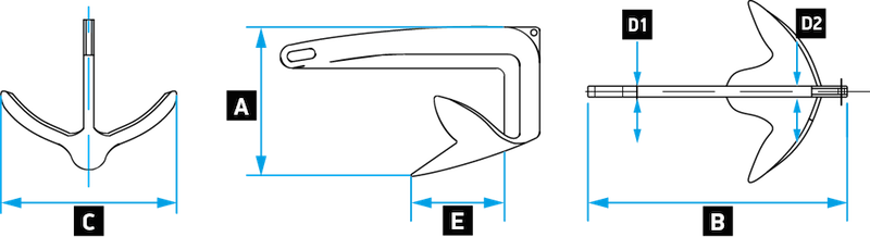 Lewmar Stainless Steel Claw Anchor 16.5 lbs. (7.5 kg)