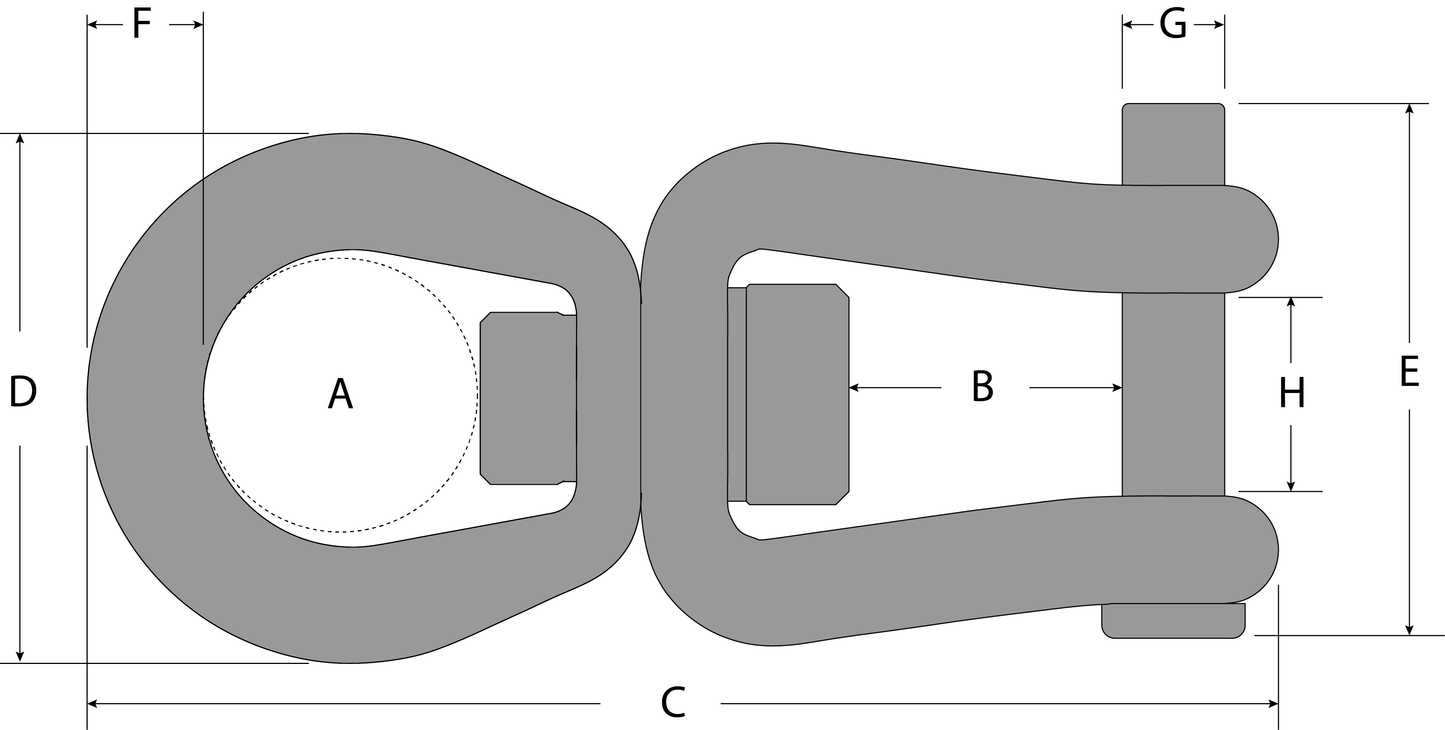 Tylaska 7 5/8" T40 Standard/Clevis Bail Swivel