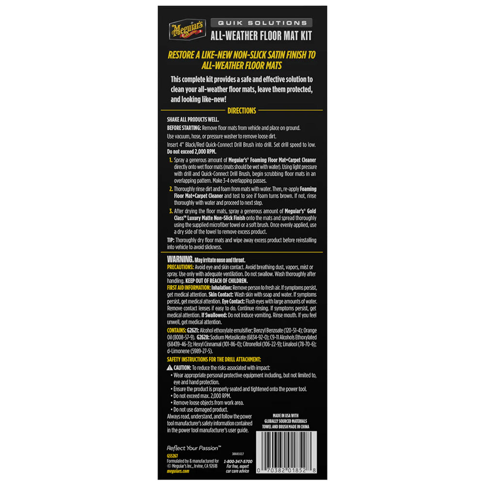 Meguiar's Quik Solutions All-Weather Floor Mat Kit [G55267]