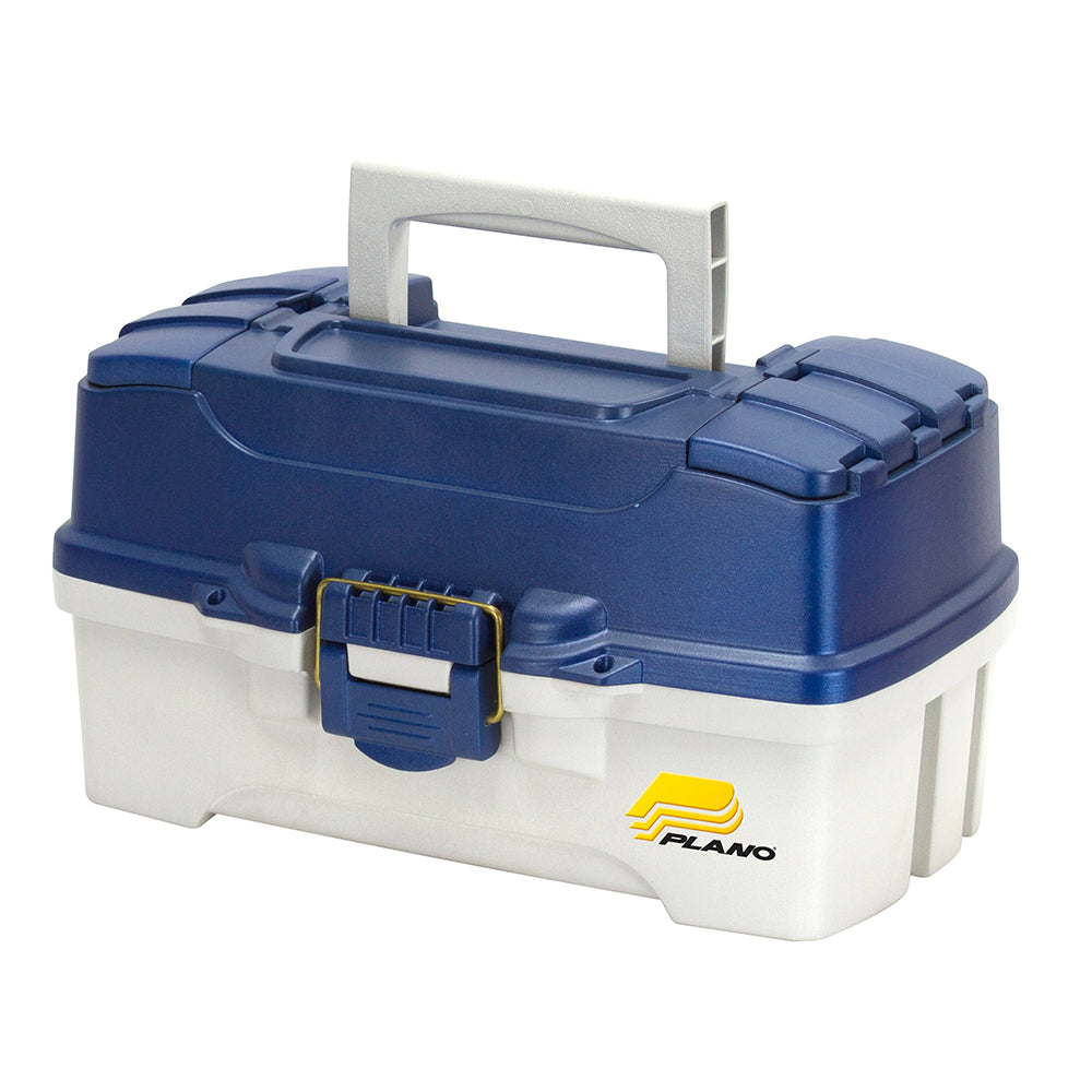 Plano 2Tray Tackle Box wDuel Top Access Blue MetallicOff White