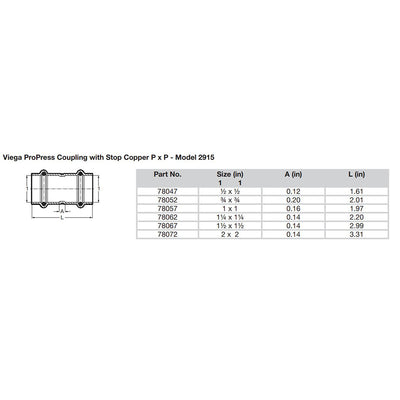 ProPress 1-1/2" Copper Coupling w/Stop - Double Press Connection - Smart Connect Technology [78067]