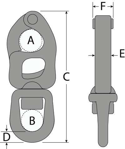 Tylaska 3 7/16" T8 Standard Bail Snap Shackle with Black Oxide Finish