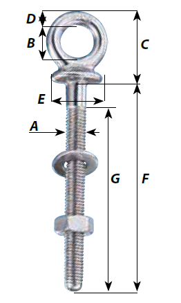 Wichard 1 9/16" Long Eye Bolt w/ 1/4" (6mm) Diameter